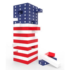 Hurley Wooden Family Game &ndash; Tumbling Tower Blocks, Americana