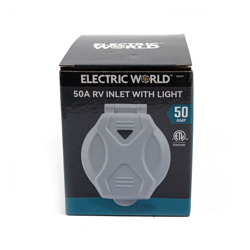 Electric World 50A White RV Inlet w/LED image number 6