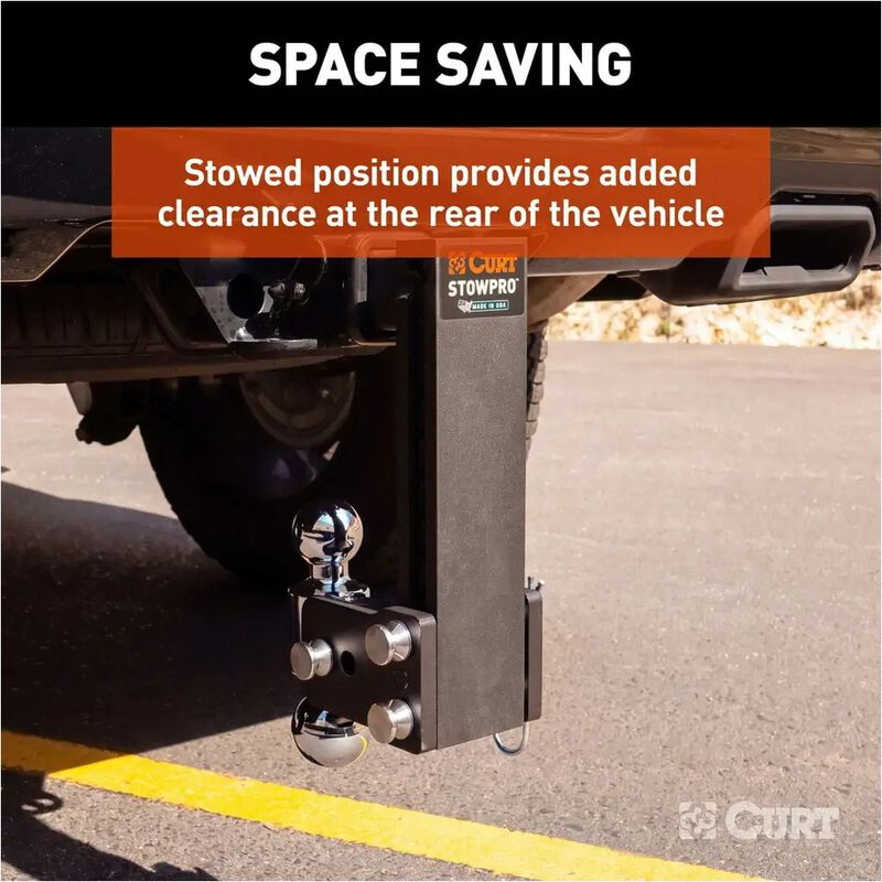 CURT StowPro Ball Mount, 9 in Drop, 2 in Shank, Dual Ball #45963 image number 8