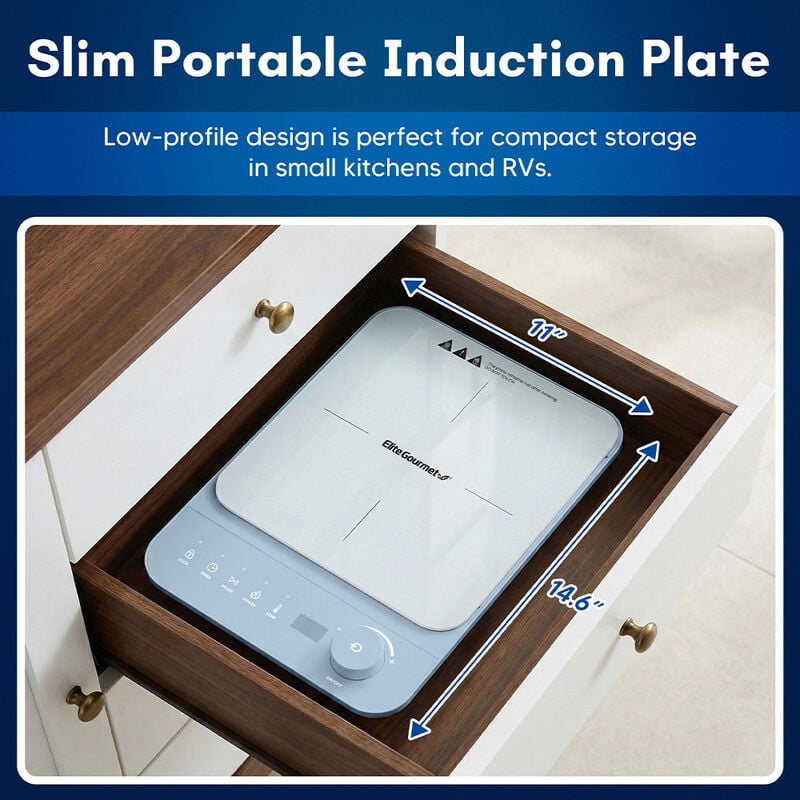Elite Gourmet SlimStore Induction Cooktop, Blue image number 6