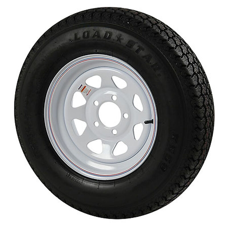 Kenda Loadstar 4.80 x 12 Bias Trailer Tire w/5-Lug White Spoke Rim image number 1