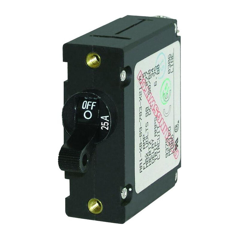 Blue Sea Circuit Breaker A-Series Toggle Switch, Single Pole, 25A, Black image number 1