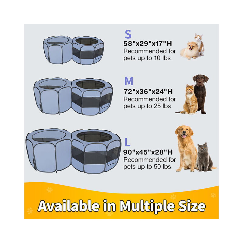 EighteenTek Double Room Pop-Up Pet Playpen, Large image number 4
