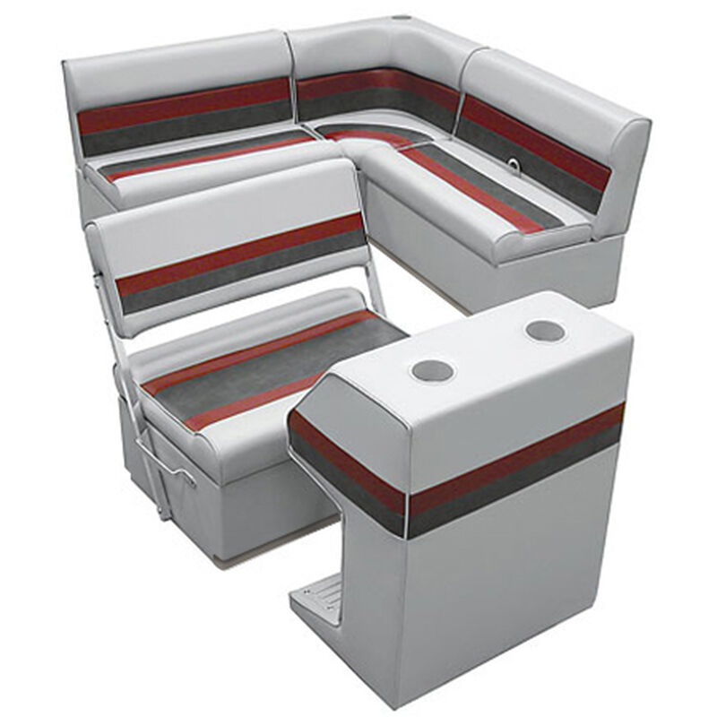 Deluxe Pontoon Furniture w/Toe Kick Base - Rear Group 3 Package, Gray/Red/Charco