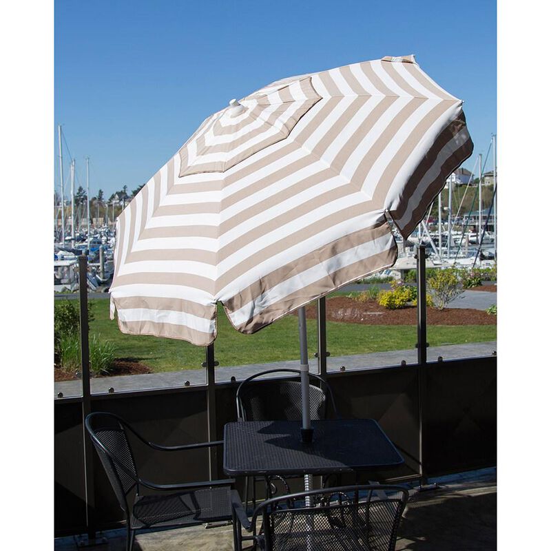 Italian 6 ft Patio Umbrella Acrylic Stripes Khaki and White