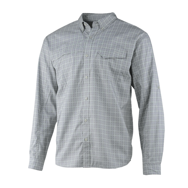 HUK Men's Tide Point Woven Plaid Long-Sleeve Shirt image number 3