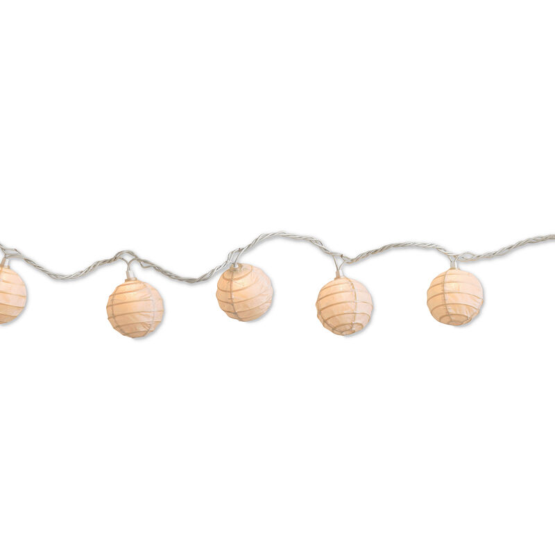 White Paper Ball String Lights, 10 Mini Lights, 94&rdquo; White Cord  image number 1