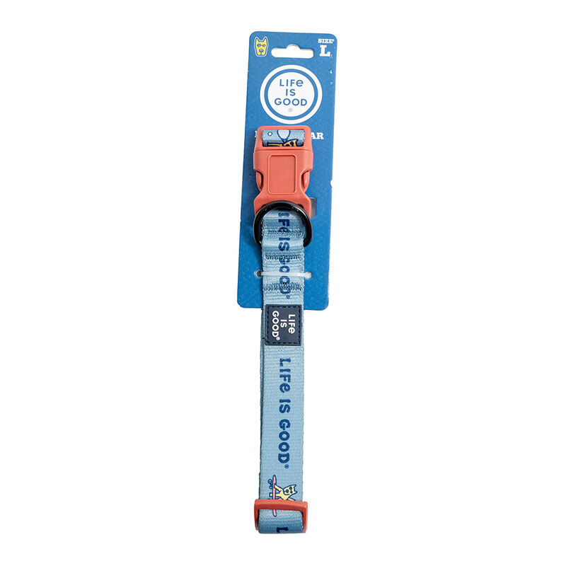 Life is Good Sports Icon Dog Collar, Smoky Blue, Large