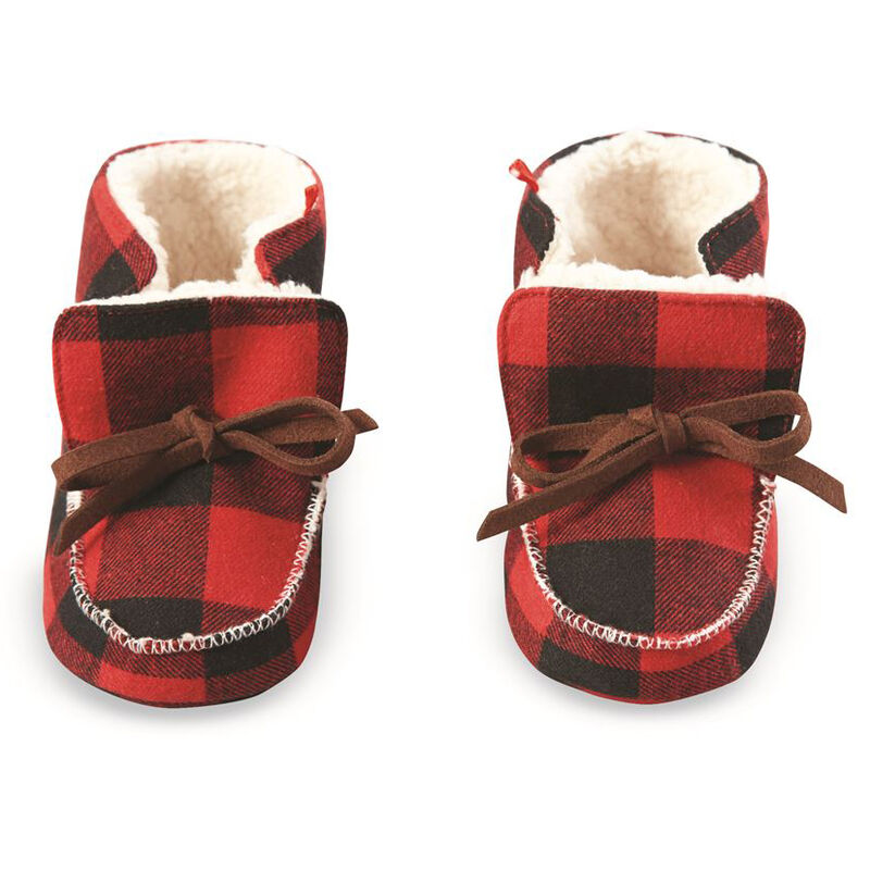 Mud pie Infant Boys' Buffalo Check Sherpa Baby Booties image number 2