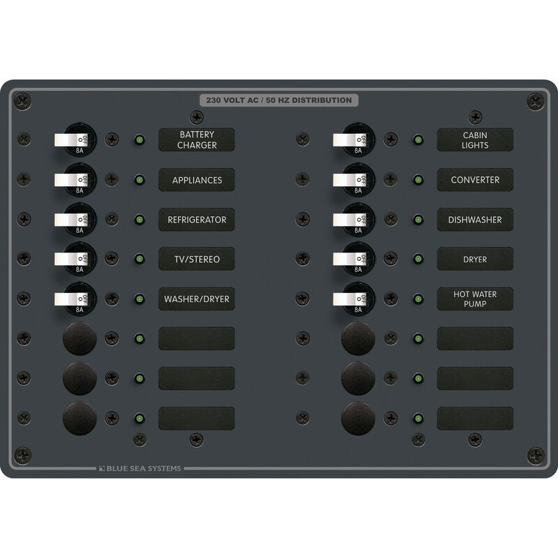 Blue Sea Systems AC 16-Position Panel (European) image number 1