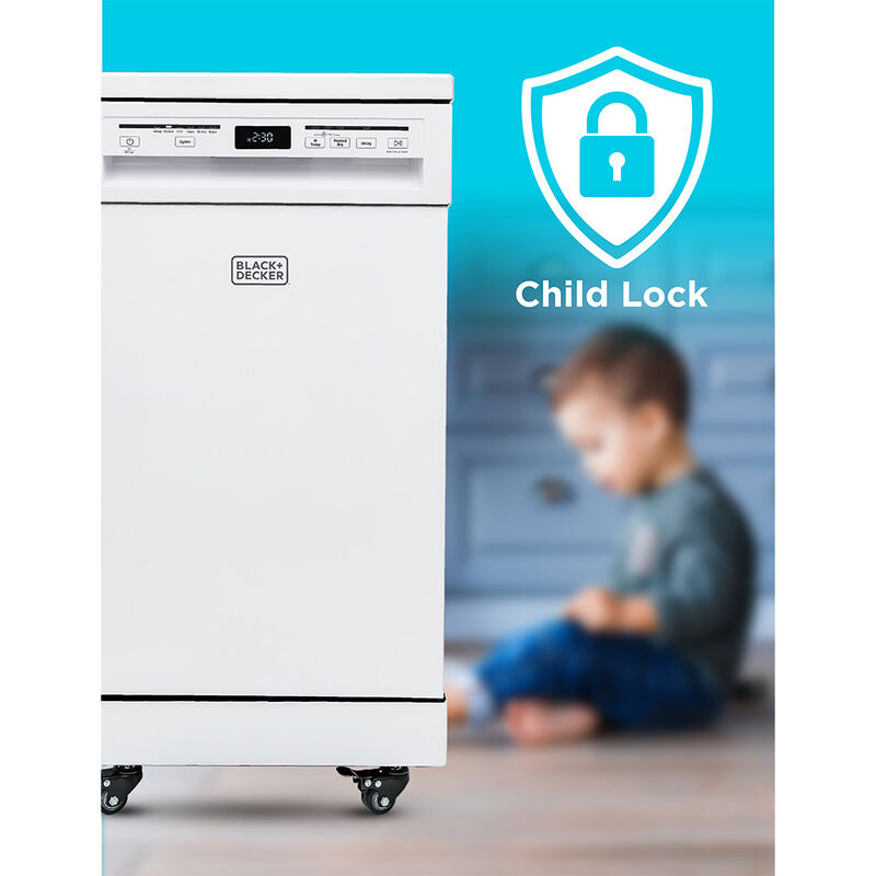 Black+Decker Portable 8 Place Setting Dishwasher, White image number 9