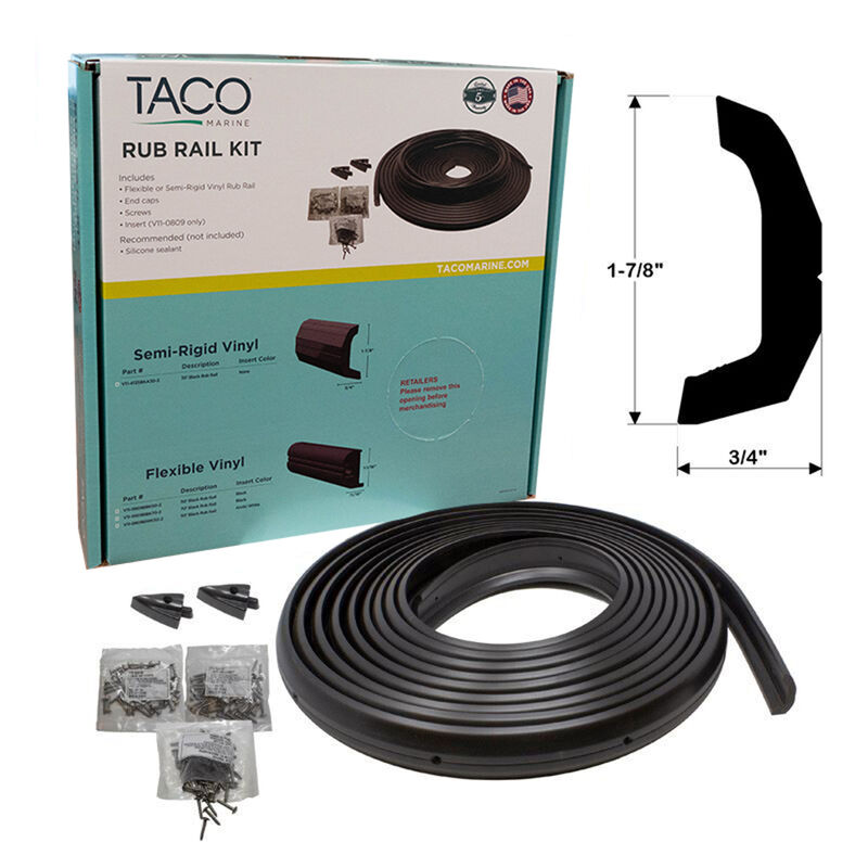 TACO Marine Semi-Rigid Vinyl Rub Rail Kit, 1-7/8" X 3/4", Black image number 1