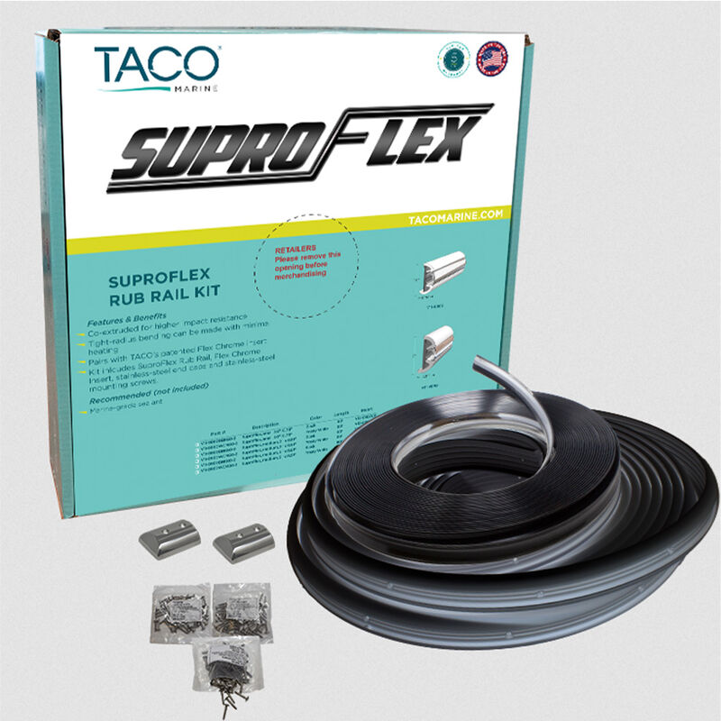 TACO Marine Semi-Rigid SuproFlex Medium Rub Rail Kit, 60' x 2" x 1-1/4", Black image number 4