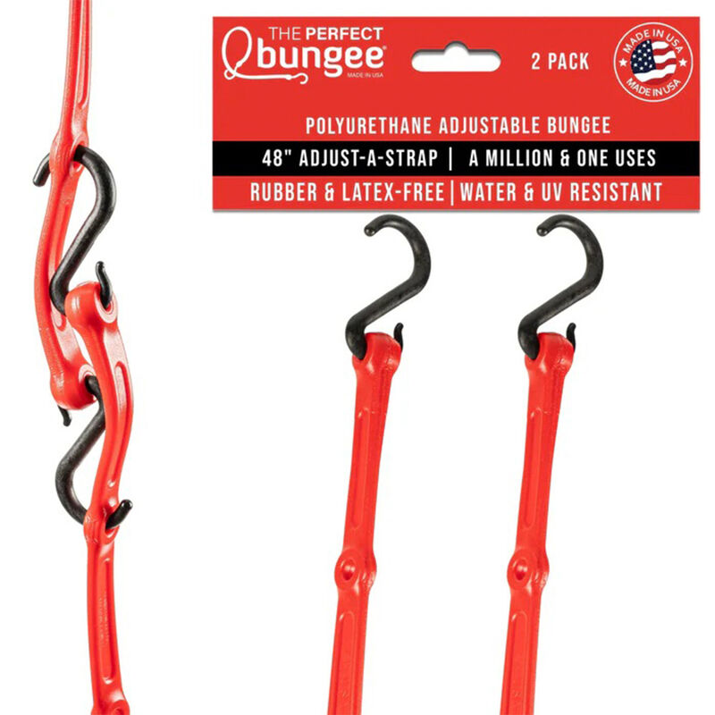The Perfect Bungee 48" Adjust-A-Strap Adjustable Bungee Strap, Red, 2-Pack