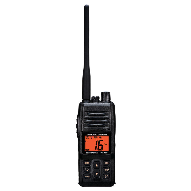 Standard Horizon HX380 5W Commercial Grade Submersible IPX-7 Handheld VHF Radio w/ LMR Channels image number 1