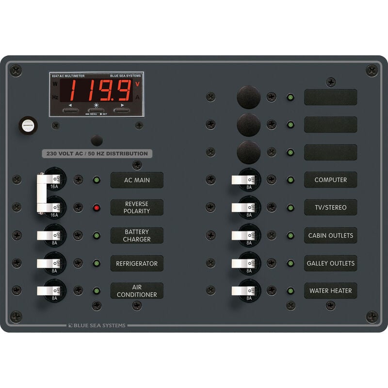 Blue Sea Systems AC Main +11 Positions Panel (European) image number 1