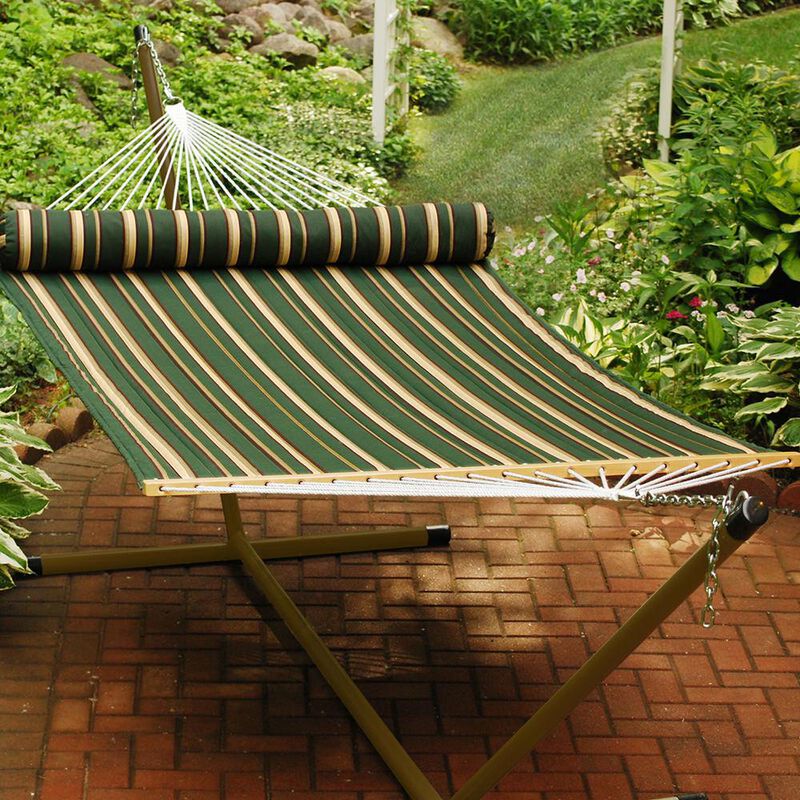 Quilted Hammock with Pillow, 13', Green image number 1