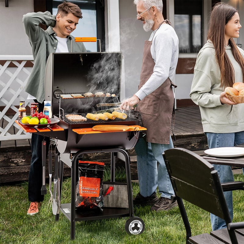 Royal Gourmet 24in Charcoal Grill w/ Wood Shelves - CC2024 image number 5