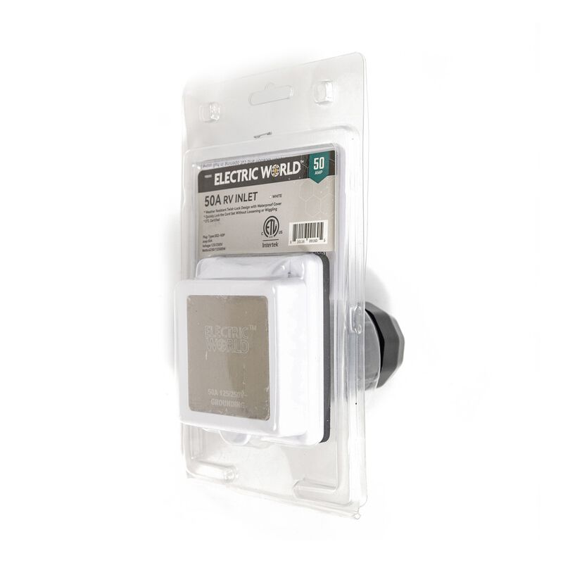Electric World 50A RV Inlet in White w/Stainless Steel Cover image number 6