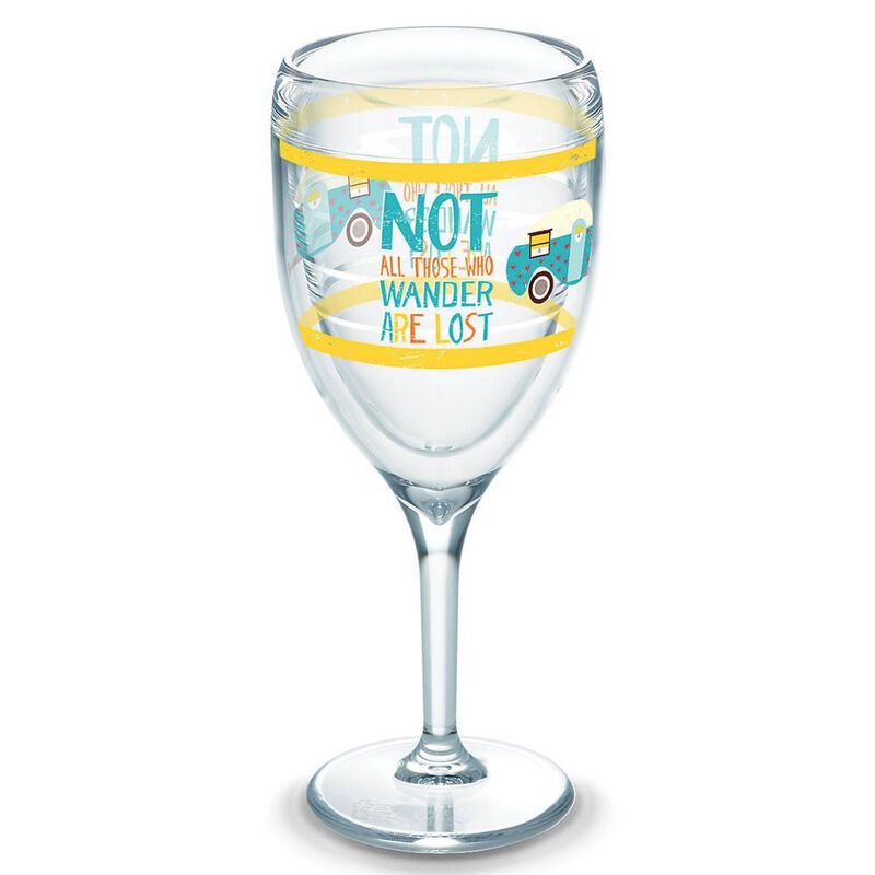 Tervis&reg; Wine Glass, 9 oz., Not All Those Who Wander Are Lost Stem image number 1