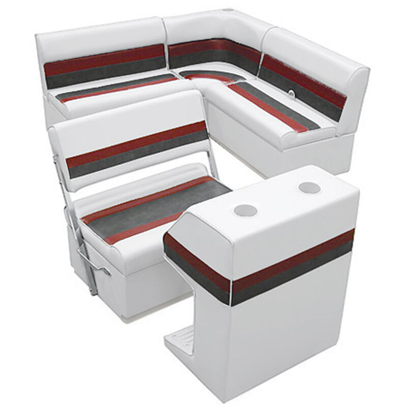 Deluxe Pontoon Furniture w/Toe Kick Base - Rear Group 3 Package, White/Red/Charc image number 1