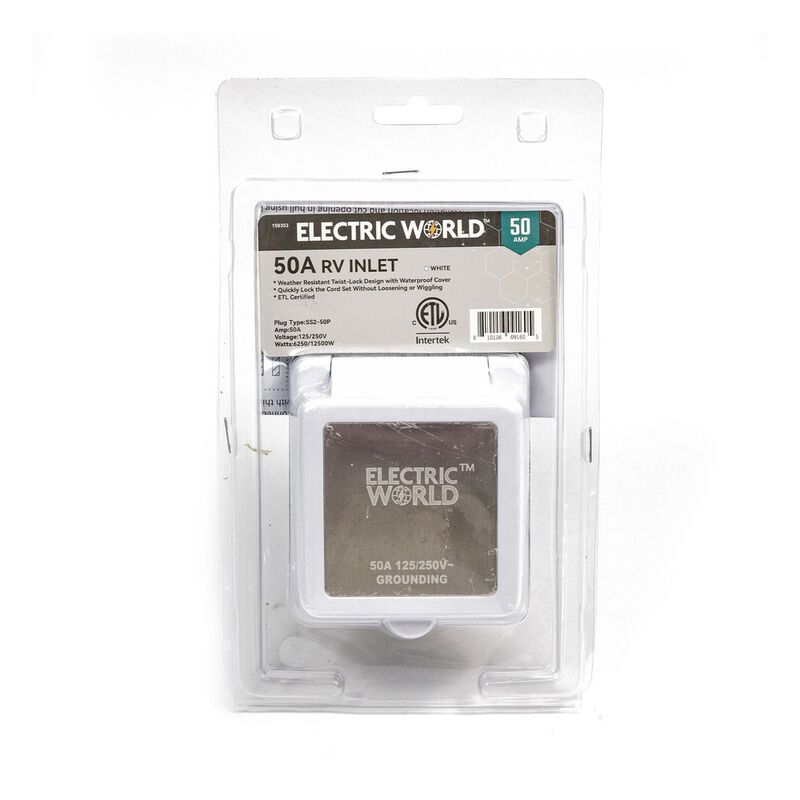 Electric World 50A RV Inlet in White w/Stainless Steel Cover image number 8