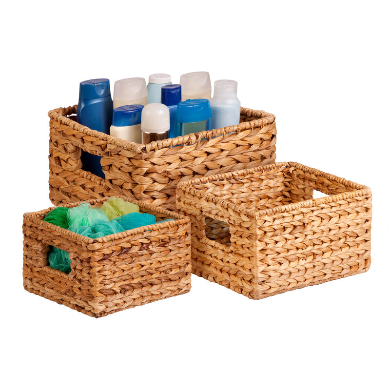 Honey Can Do 3-Piece Hyacinth Nested Storage Baskets, Natural image number 1
