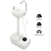 Outdoor 5 Gallon Portable Sink with Hose Adapter, Foot Pump, and Soap Dispenser