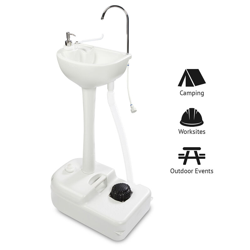 Outdoor 5 Gallon Portable Sink with Hose Adapter, Foot Pump, and Soap Dispenser image number 1