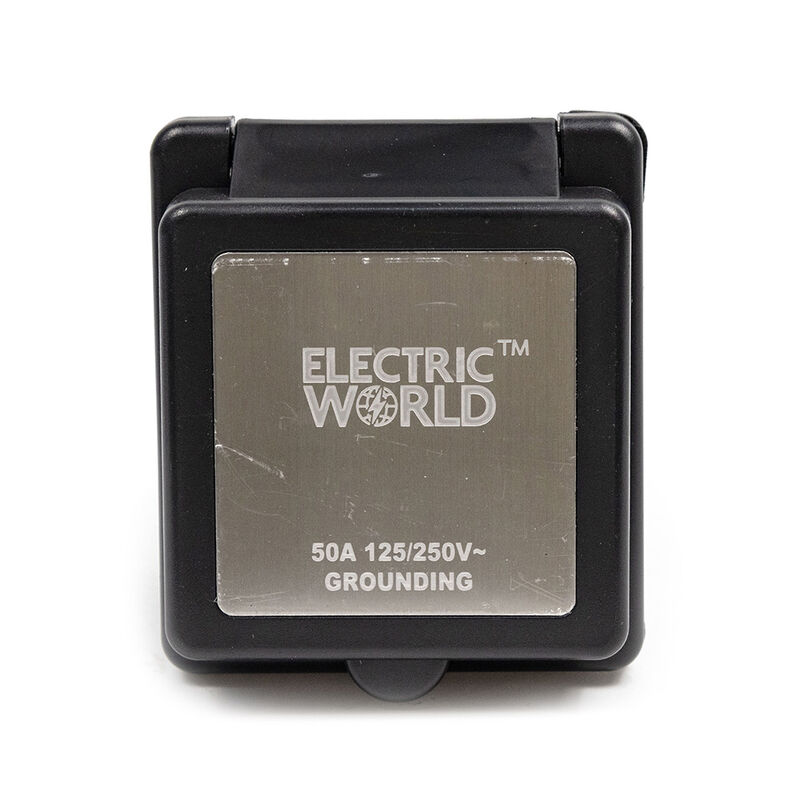 Electric World 50A Black RV Inlet with Stainless Steel Cover image number 4