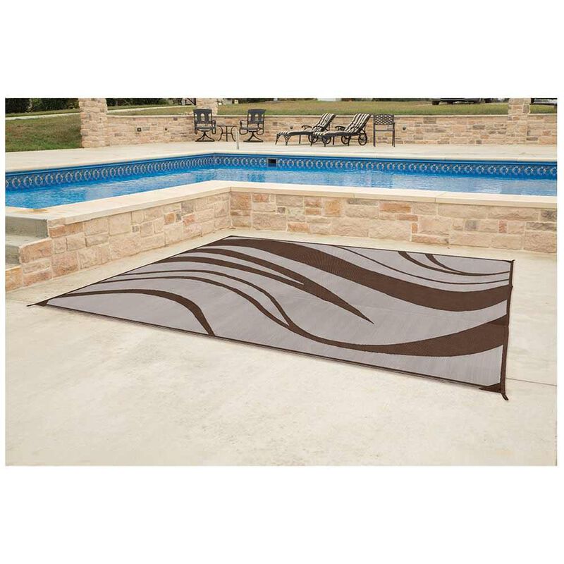 Reversible Wave Design Patio Mat, 9' x 12', Brown image number 5