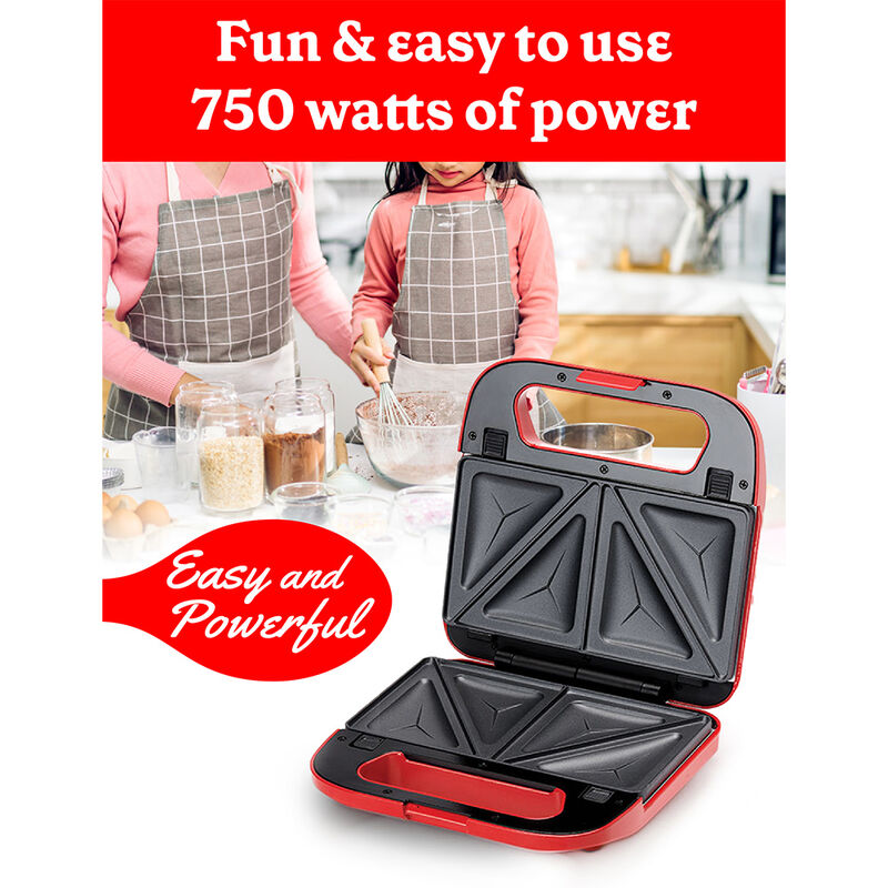 Betty Crocker 3-in-1 Indoor Grill, Sandwich/Panini Press, and Waffle Maker, Red image number 5