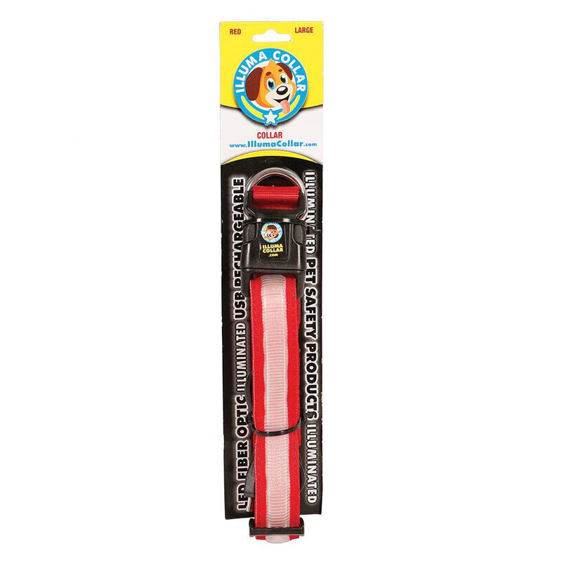 Illuma Collar Rechargeable Illuminated Pet Collar, Large, Red image number 1