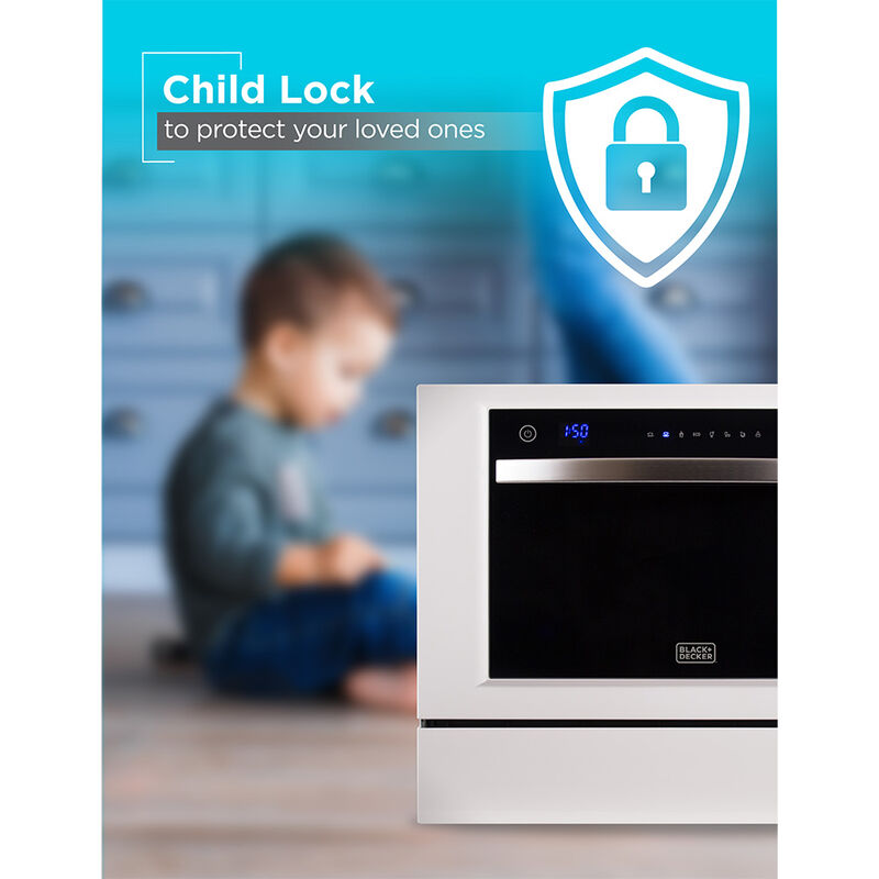 Black+Decker Countertop 6-Place Setting Dishwasher, White with Black Front image number 6