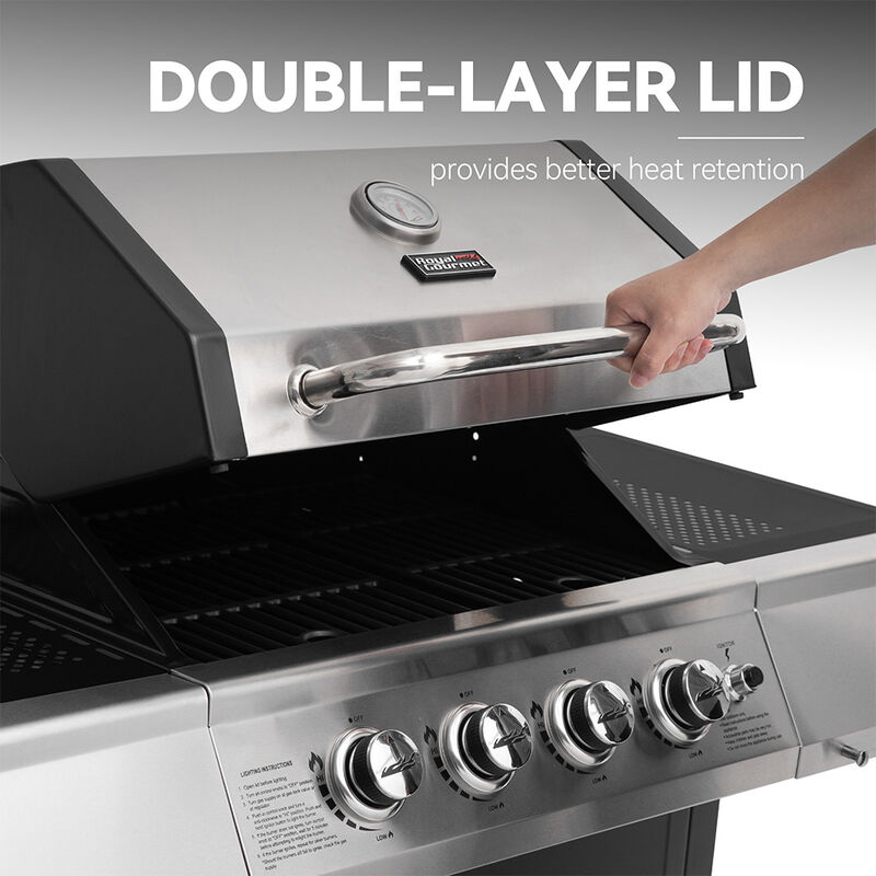 Royal Gourmet 4-Burner Propane Gas Grill with 2 Side Shelves image number 8