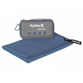 Hurley Quick Dry Towel w/Carabiner Clip & Travel Case, Navy