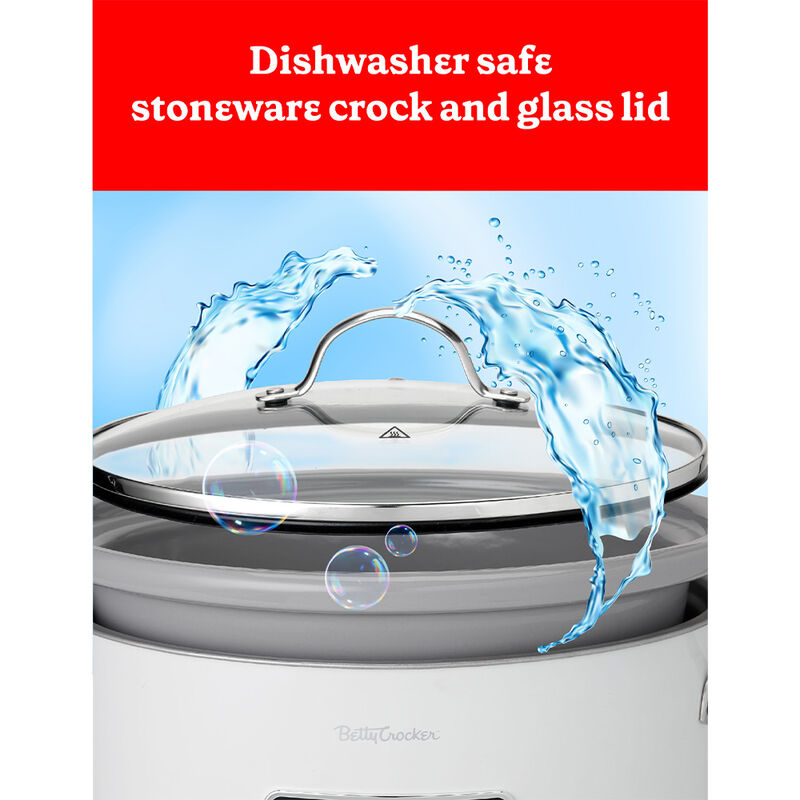 Betty Crocker 6-Quart Oval Digital Slow Cooker, White image number 8