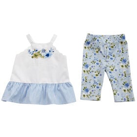 Mud Pie Girls' Floral Tunic And Capri Set