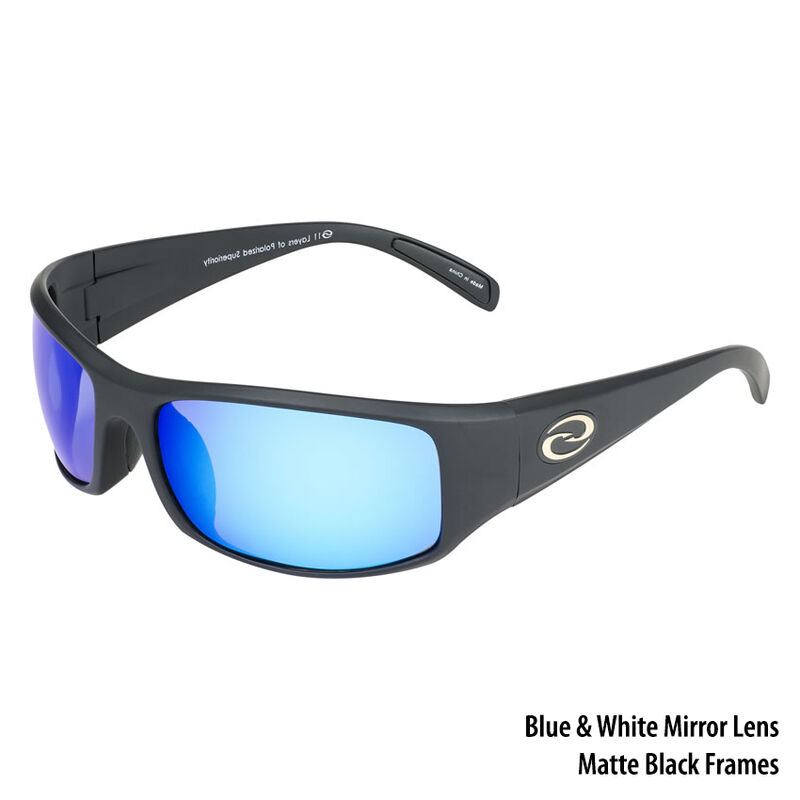 Strike King S11 Okeechobee Sunglasses - Matte Black Frame/White-Blue Mirror Lens image number 1