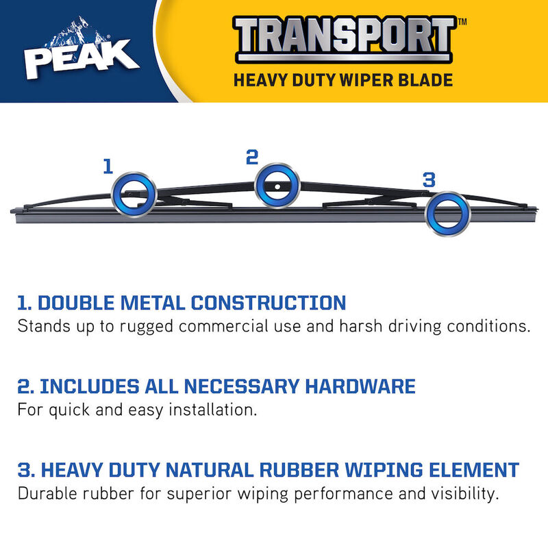 PEAK Transport 24" Windshield Wiper Blade, Wide Saddle Blade image number 4