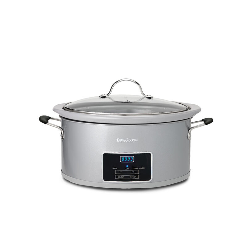 Betty Crocker 6-Quart Oval Digital Slow Cooker, Silver