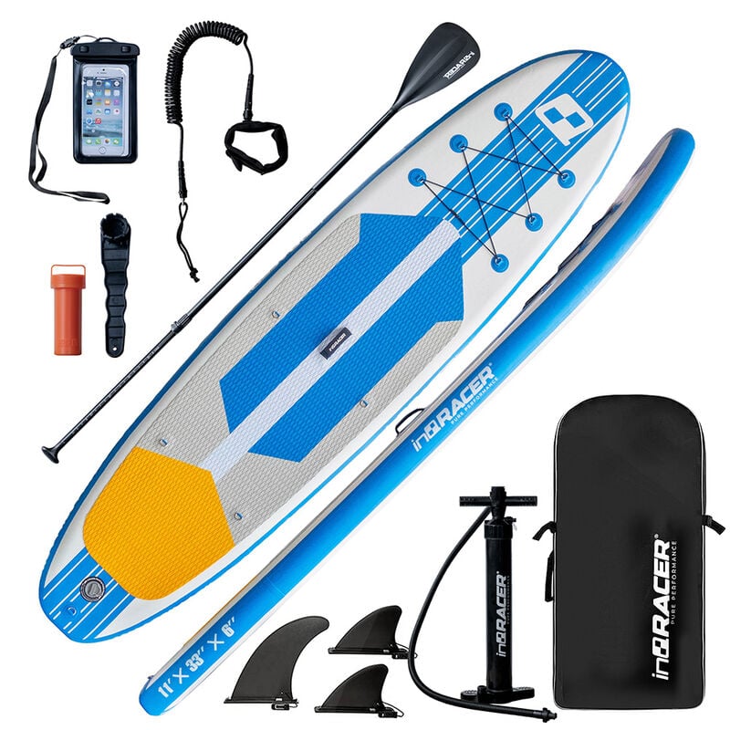 inQracer 11' Inflatable Stand-Up Paddleboard Package, Blue image number 1
