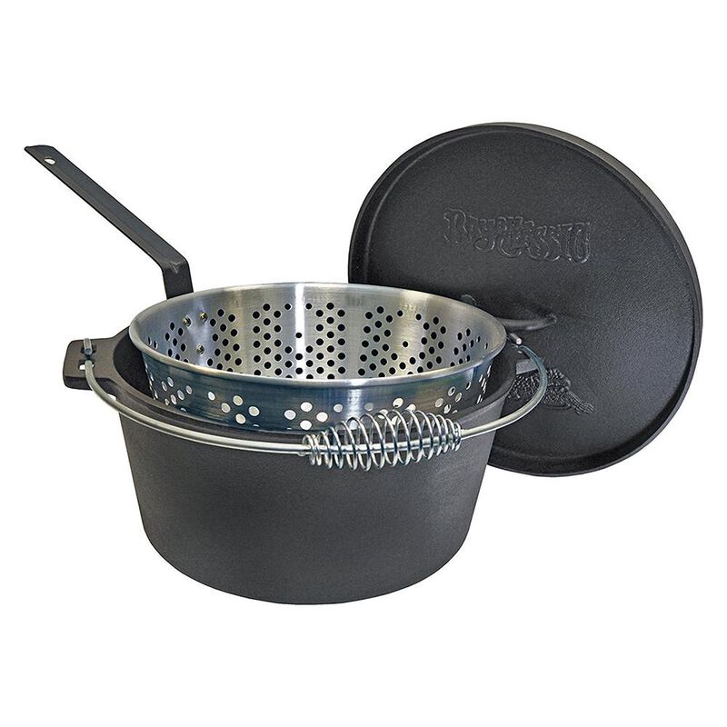 Bayou Classic&reg; 14-qt. Dutch Oven with Basket 14-qt. Cast Iron Dutch Oven with Perforated Aluminum Basket image number 1