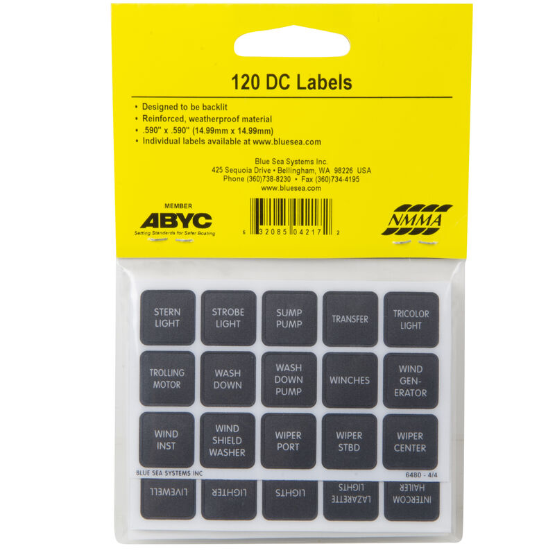 Blue Sea 4217 Square Format DC Panel Label Set, 120 labels image number 3