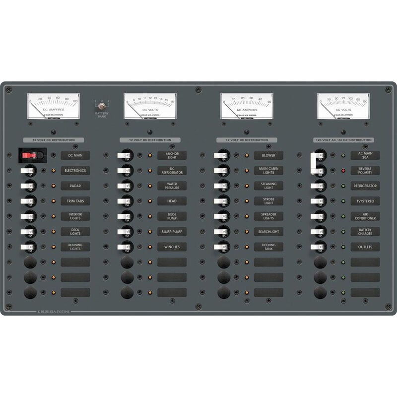 Blue Sea AC Main/DC Main Toggle Circuit Breaker Panel, Model 8195 image number 1