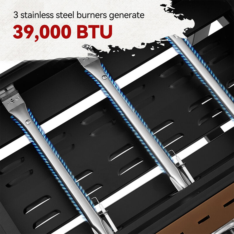 Royal Gourmet 3-Burner Gas Griddle w/ Hood & Shelves - GB3000PY image number 15
