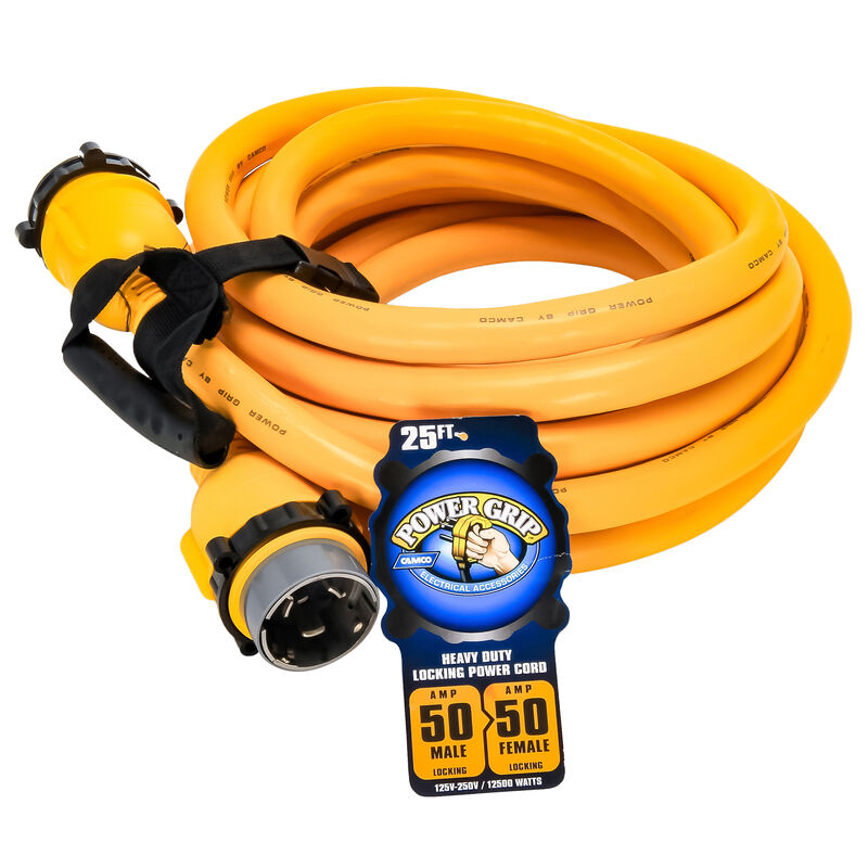 Camco PowerGrip 25' Marine Extension Cord With Locking Ends, 50 Amps image number 1