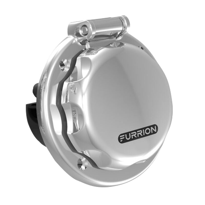 Furrion 30 Amp Round Power Inlet, 125V, Stainless Steel image number 1