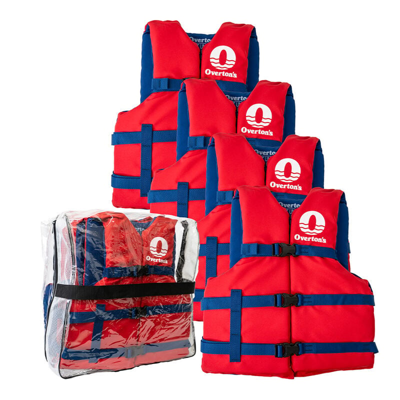 Universal Adult Life Jackets 4-Pack, Red image number 1