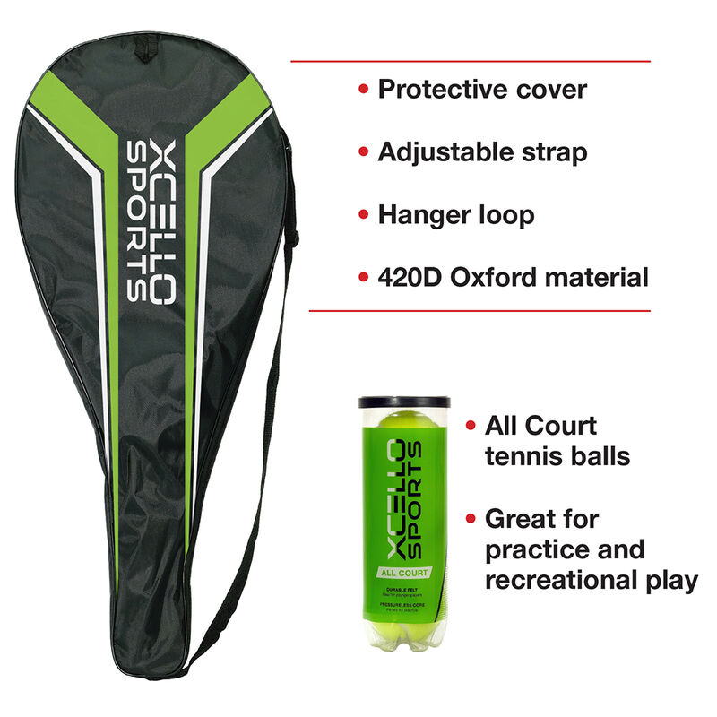 Xcello Sports Tennis Racket Set, Red/Black image number 4